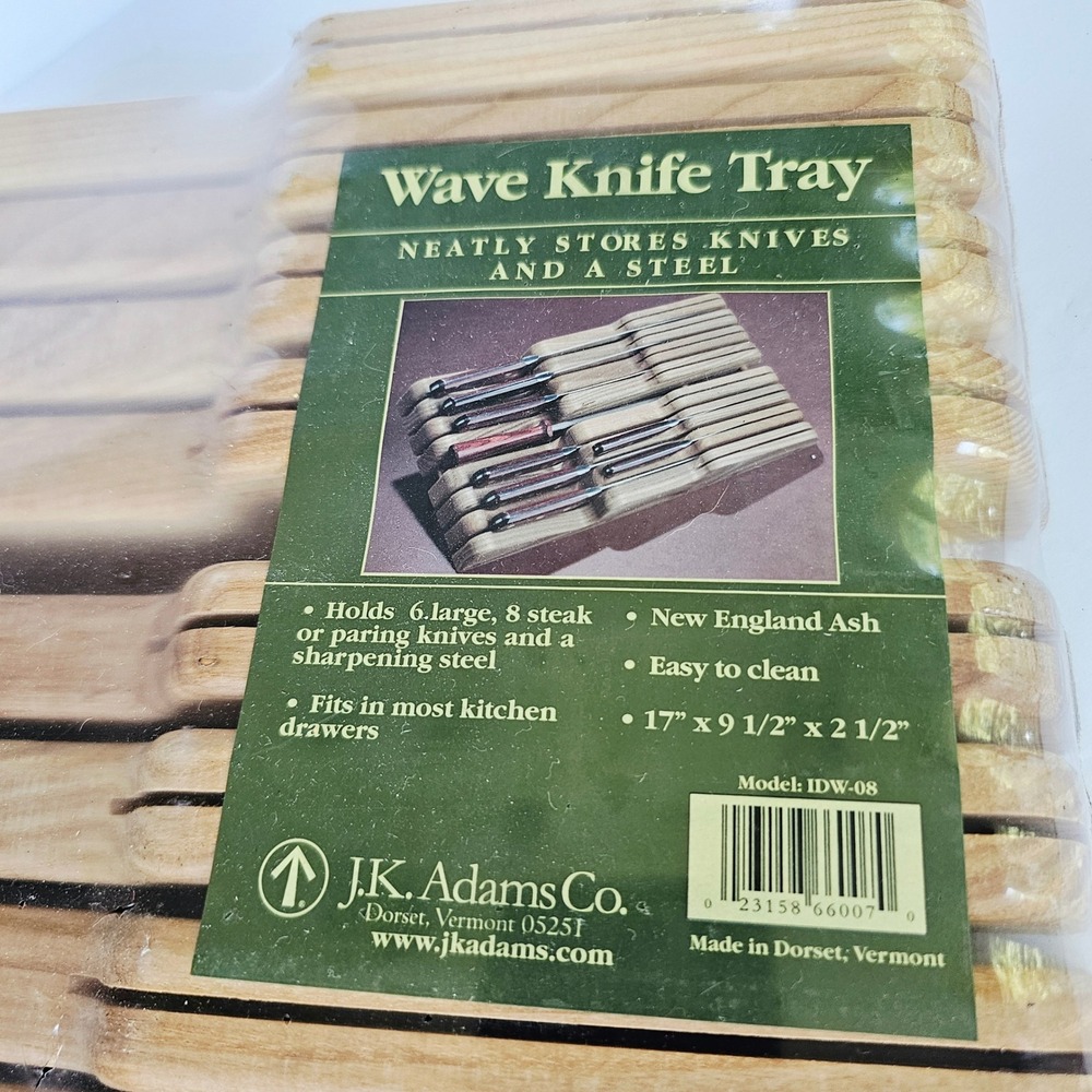 J.K. Adams Wave Knife Tray Wood In-Drawer Cutlery Organizer IDW-08 Ash USA Made